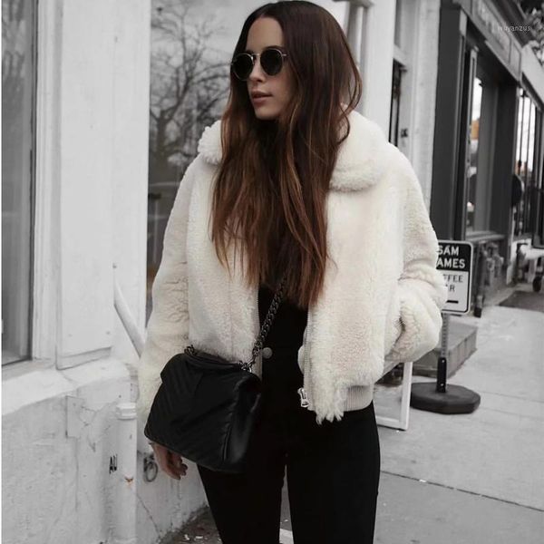 

women faux fur coats winter thicken zipper up faux fur coats and jackets women high street teddy1, Black