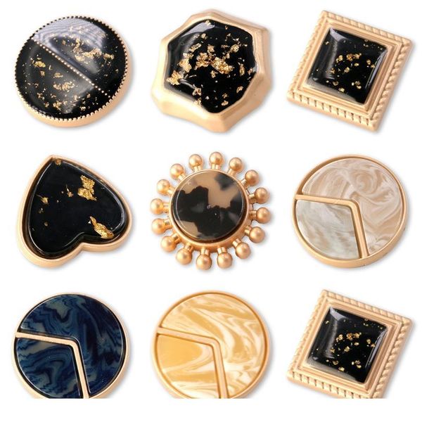 

metal black gold buttons for clothing coat suit craft women fashion brand cc sew button decorative clothes sewing needle bbyuxa, Blike;white