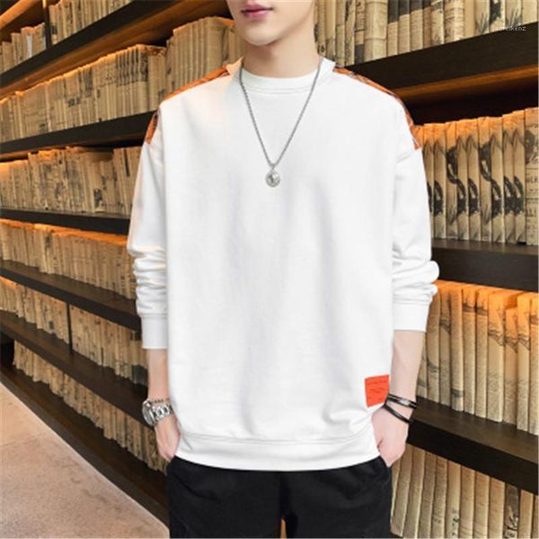 

neck t-shirt designer male loose casual hooded pullover sweatshirts man long sleeve hoodies sweatshirts fashion korean version crew, Black