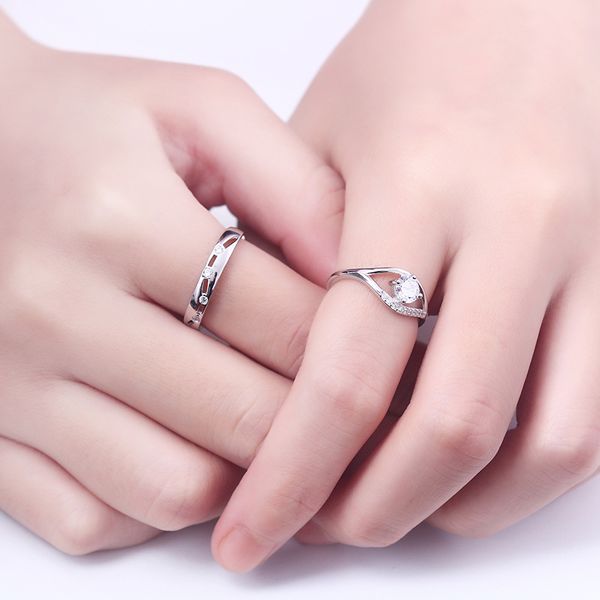 

adjustable silver ring europe and america creative couple ring qixi gift sale
