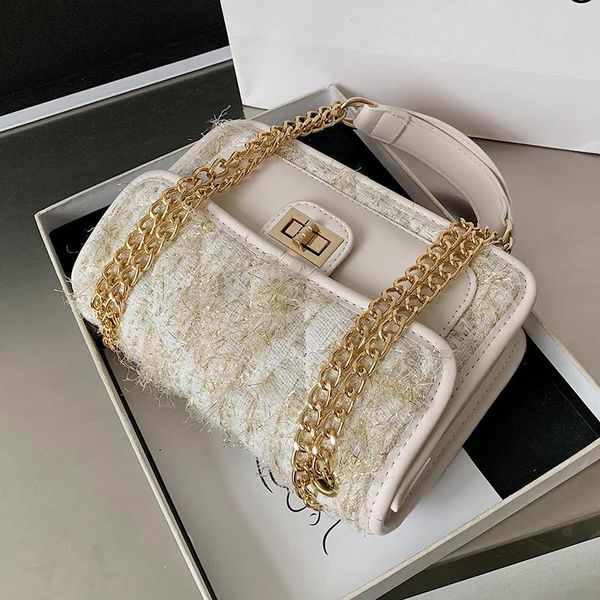 

cross body contrast color plush crossbody bag 2021 fashion quality pu leather women's designer handbag chain shoulder messenger