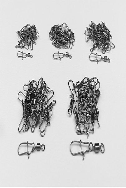 

50pcs/lot steel interlock snap fishing lure tackle ball bearing swivel rolling solid rings barbed fishing hook connector bbyvmk bdehome