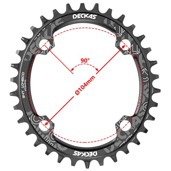 Deckas 104bcd Oval Estreito de Correcções Estreitas MTB Bicicleta Montanha 32T 36T 38T Crown Crown Single Tooth Parts 104 BCD