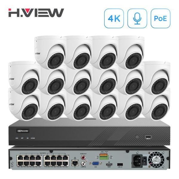 

systems h.view 16ch 8mp ultra hd video surveillance kit 4k cctv camera security system h.265 dome audio record poe ip nvr set1