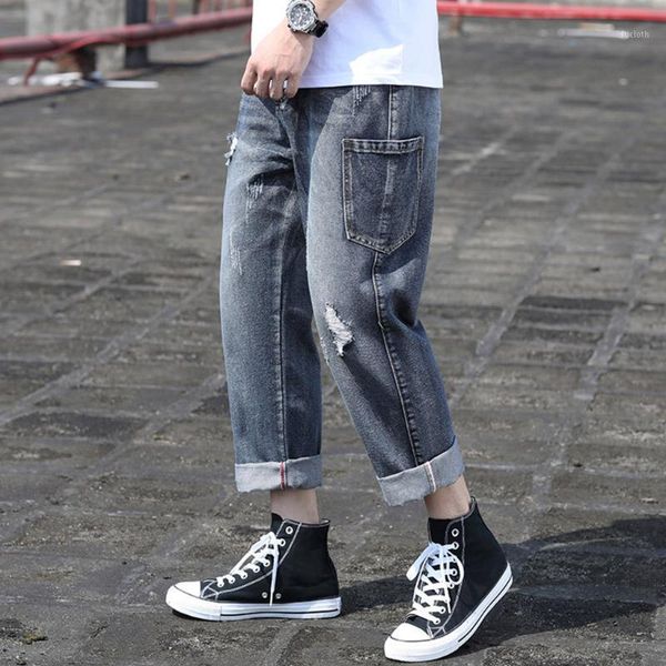 

fashion jeans retro nostalgia straight denim jeans men plus size 28-42 casual men long pants trousers brand biker jean b11, Blue