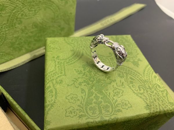 

gu home seiko high edition tiger head ring luxury designer letter double g midi rings cuban chain new pattern men women universal couple gif, Silver