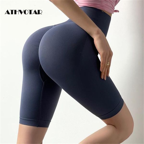 

athvotar high waist shorts fitness sports push up seamless biker shorts women slim running workout summer gym cycling shorts cx220314, White;black