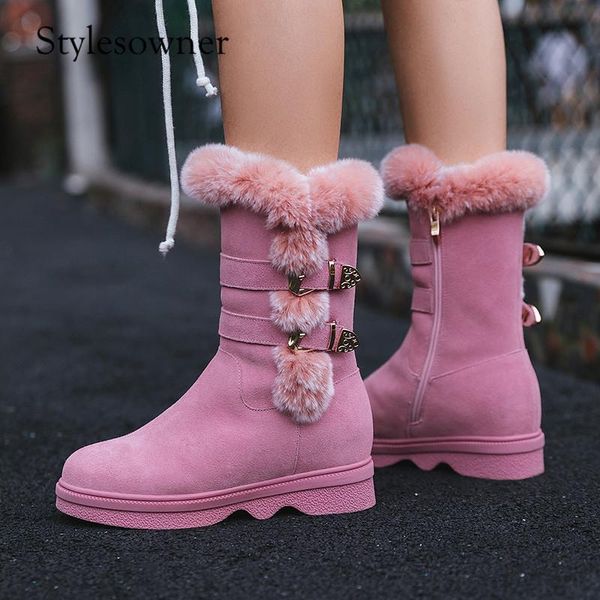 

stylesowner new arrival fashion trends female winter snow boots casual leisure thick bottom wool warm woman round short boots, Black