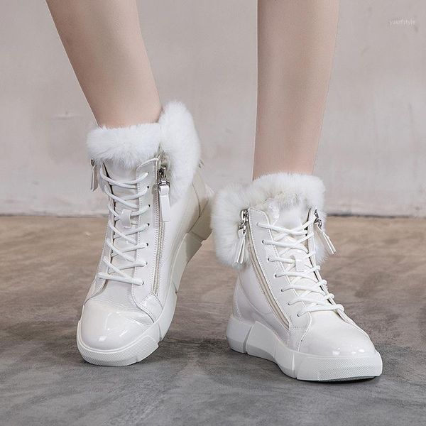 

platform warm snow boots outdoor for women winter fur lining shoes anti-slip height increasing ankle bootie chaussures femme1, Black