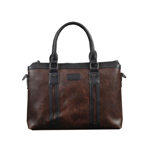 

gouster fashion panelled vintage handbag classic briefcase crazy-horse leather men business tote matte laptop