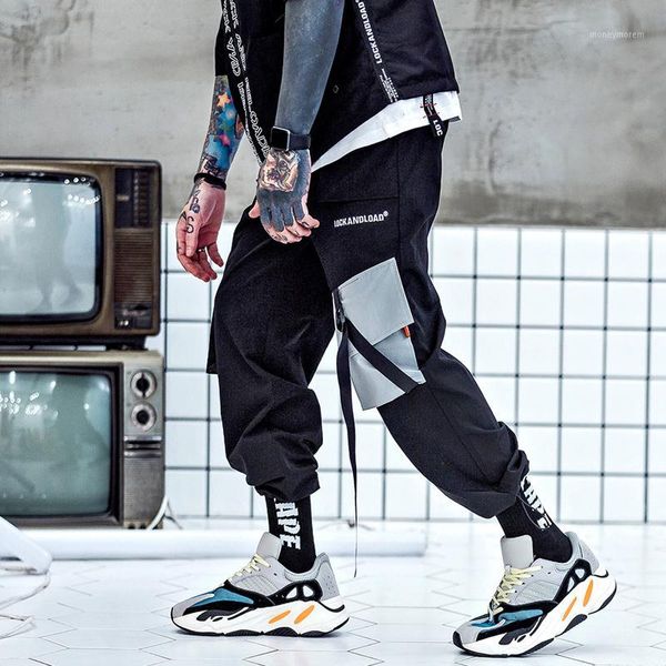 

ywsrlm 2018 fashion autumn pockets cargo harem pants mens joggers baggy tactical trousers harajuku streetwear hip hop swag xxl1, Black