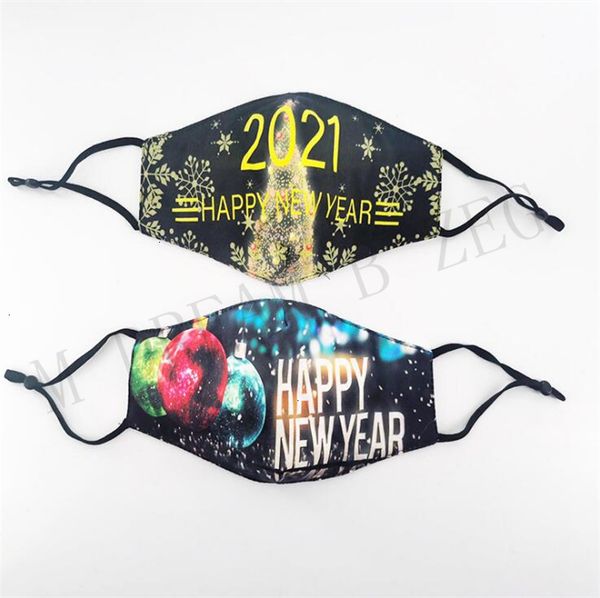 

factoryx4ia2021 dustproof filter face pm2.5 new printed year washable reusable mask mouth cover party masks christmas gi
