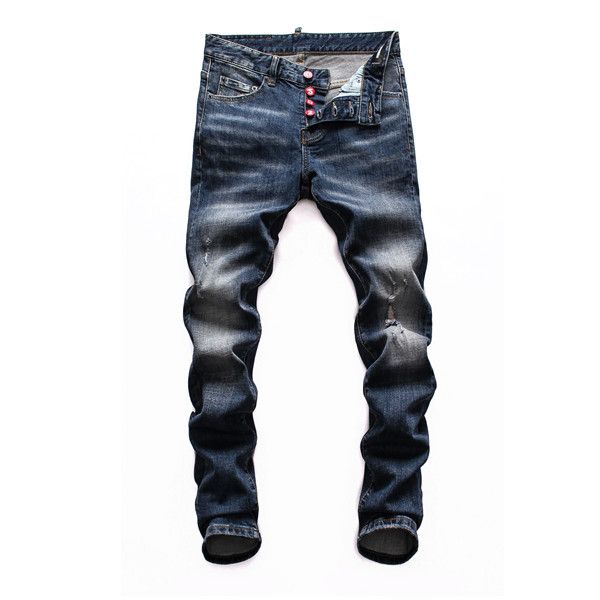 

mens new stylist jeans distressed zipper hole casual jeans men skinny biker pants mens skinny joggers jeans, Blue