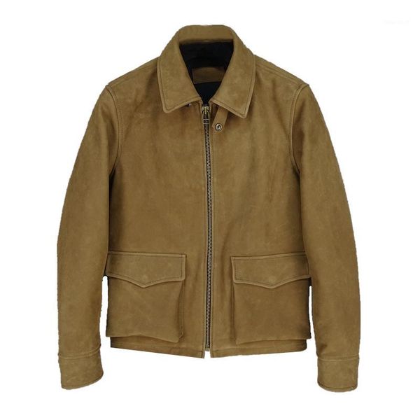 

2020 light brown men pilot leather jacket plus size xxxxl genuin thick cowhide winter warm russian leather coat1, Black