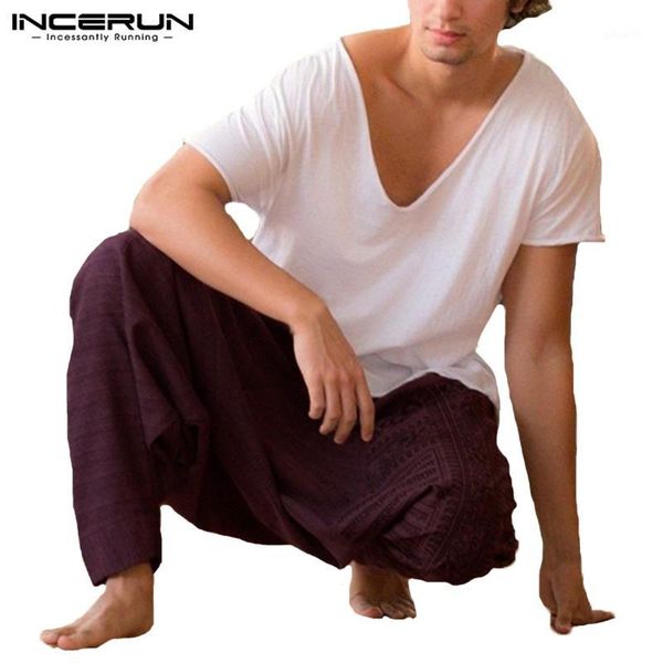 

casual men harem pants joggers loose drop crotch pants men 2019 workout gyms hip-hop retro baggy trousers plus size incerun1, Black