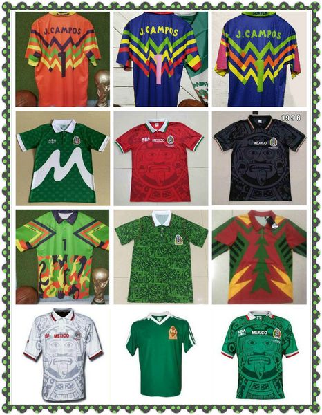 

1998 mexico retro blanco hernandez blanco campos soccer jerseys uniforms home goalkeeper 1994 football jerseys shirt camiseta futbol 1986, Black;yellow