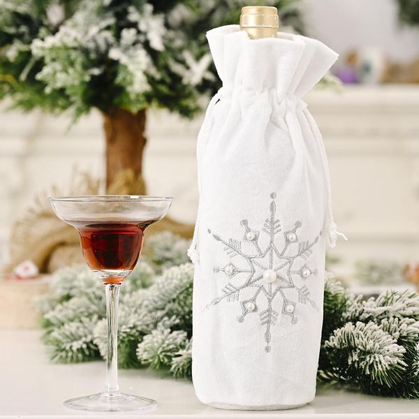 

снежинка из бисера белый бутылка обложка рождество красный бутылки вина крышки мешок бутылки шампанского крышки новогодние украшения для дом