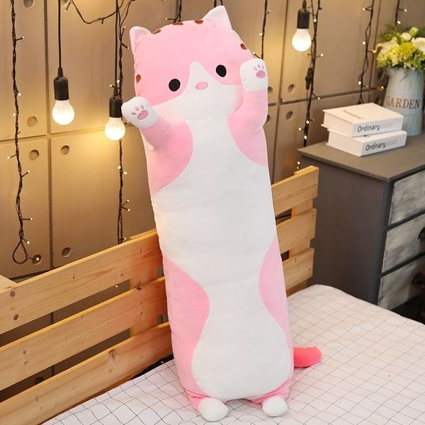 

the cat sleep pillow long pillow cute doll doll girl plush toy lazy man bed on the big doll cute comfortable 70-110cm y200723