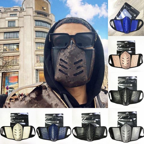 

us stock 2020 face masks covers pu leather men women dustproof face mask fashion mouth-muffle washable outdoor sports protective mask
