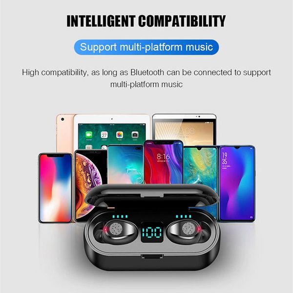 

sprimo f9 tws bluetooth 5.0 earphones wireless headphones charge box sports headset earbuds with dual microphone for smartphone