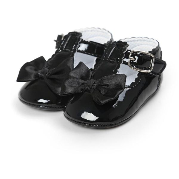 

first walkers born baby girls sweet shoes pu leather bow buckle soft soles non-slip footwear crib 0-18m