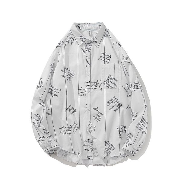 

hong kong style art autumn long-sleeved men loose handsome shirt chic casual print bf jacket kg-225, White;black