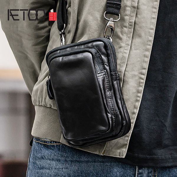 

hbp aetoo men's slanted bag, men's mini shoulder small hanging bag, leather retro mobile phone bag, leather multi-function waist b
