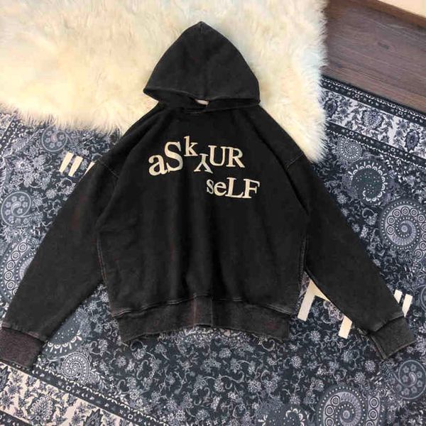 

men's and women's hooded sweatshirts, foam men's sportswear, retro style, embossed frabic do old askyurself, Black