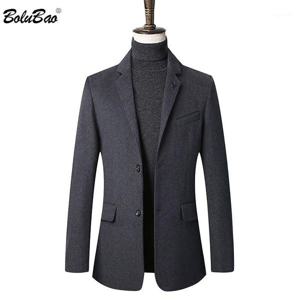 

men's wool & blends bolubao winter brand blend coats men's simple business casual overcoat men male slim fashion wild coat1, Black
