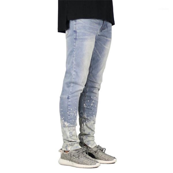 

men jeans biker fashion hip hop skinny gradient color jeans men streetwear hip hop joggers hombre denim pants ab361, Blue