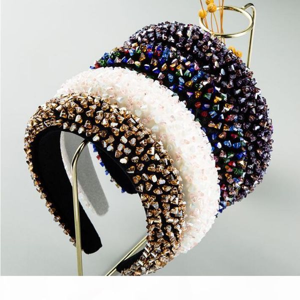 

selling new rhinestone bling padded girl headbands plain color crystal geometric diamond hair sticks for women hair accessories, Black;brown