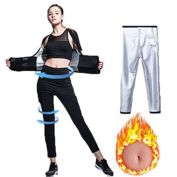 

women sauna suit sweat neoprene shapewear tummy control corset + pant body shaper for weight loss gym workout 201222, Black;white