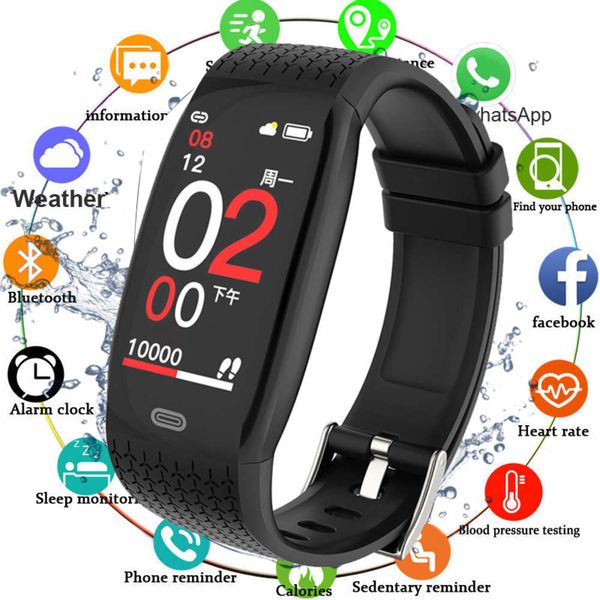 

smart men's women's sports watch, wristband with pedometer, heart rate and blood prsure control, waterproof, bluetooth