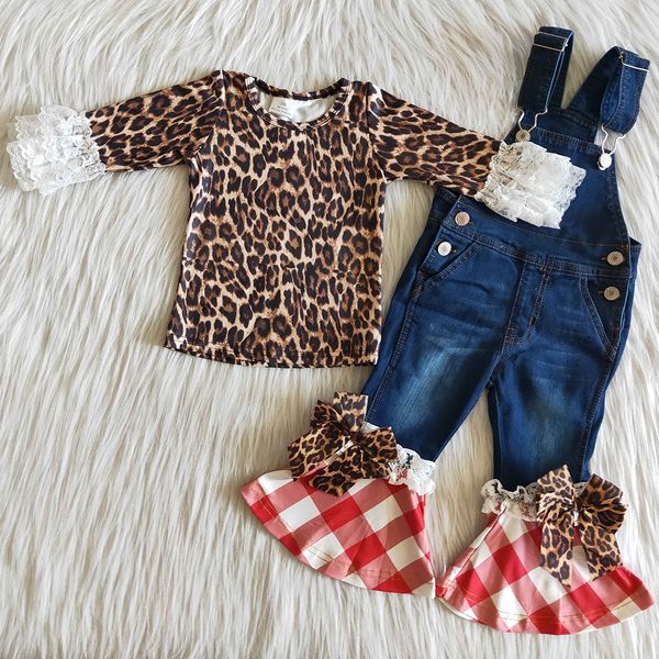 

kids designer clothes girls overalls with lace shirt boutique kids denim jeans overalls set toddler girls denim bell pants overalls, Blue