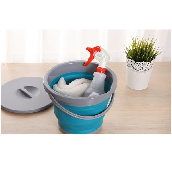 

5l folding thicker sile buckets for kitchen bathroom storage buckets outdoor camping car wash bucket fishing sil bbysgp