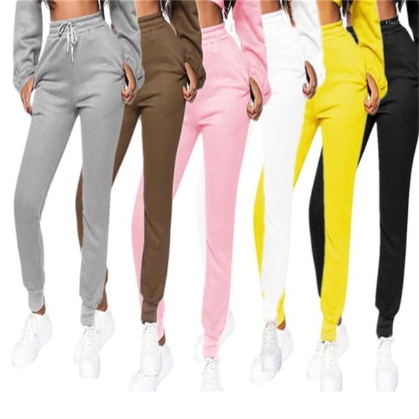 

womens designer solid color sports trousers fashion jogger fittness drawstring sweatpants for women fleece casual pants, Black;white