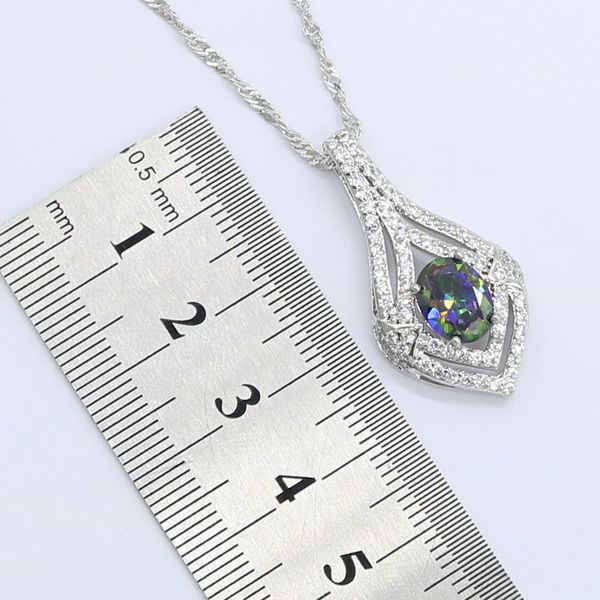 

rainbow zircon 925 sterling silver jewelry sets for women bracelet earrings necklace pendant ring gift box