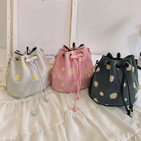 

ромашка женщины в мини-сумка новой моды цепь плечо мешок кожа drawstring ковш