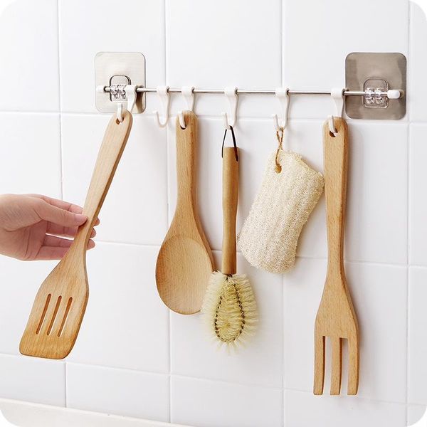 

kitchen gabgets cupboard 6 hook home organizer storage rack pantry chest tools towels hanger wardrobe towel rack storage shelf wmtotd