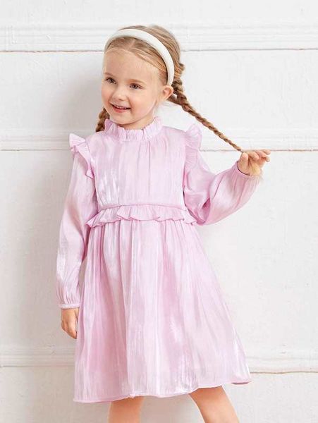 

toddler girls ruffle trim smock dress she01, Red;yellow