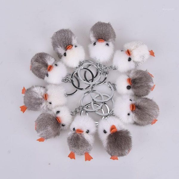

keychains yellow real duck bird car cell phone key finder keychain pendant accessories fashion1, Silver