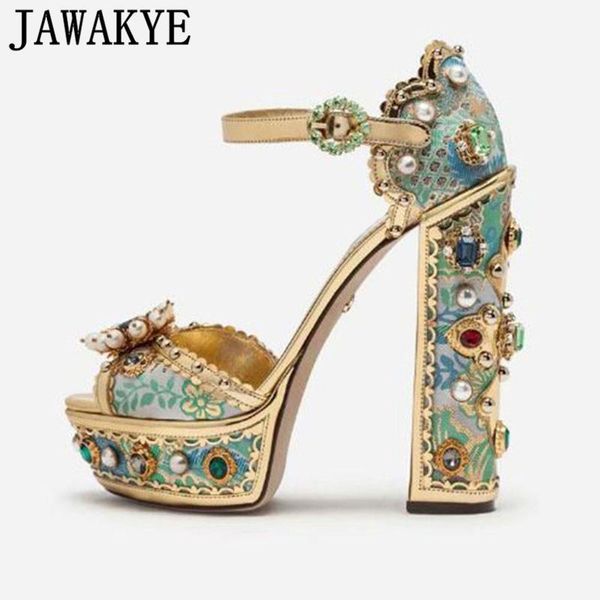 

sandals aqua blue gemstone platform super high heel metal decor luxury party shoes women formal bridal wedding sandals1, Black