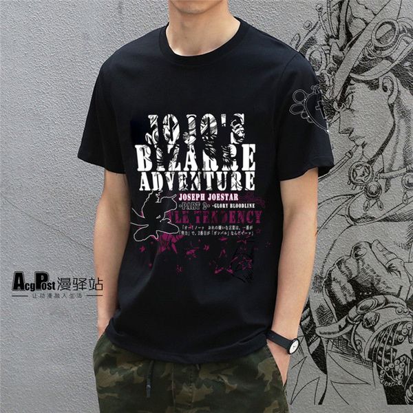 

letter print man jojo's bizarre adventure cartoon print short sleeve casual man tees sport hooded sweatshirt hoodie t shirt