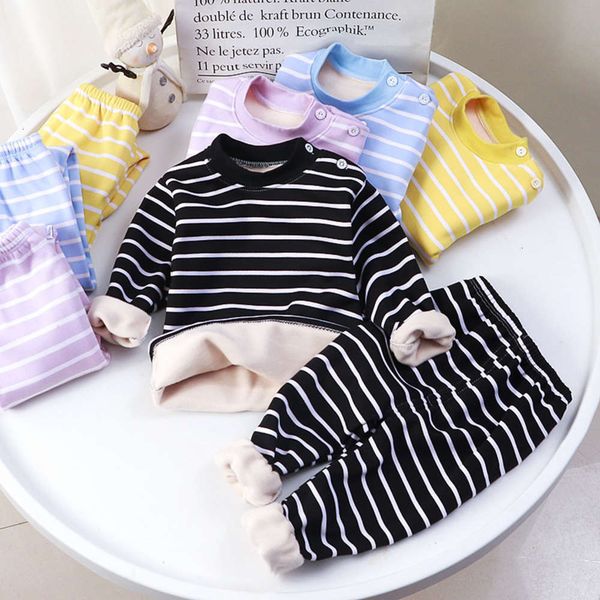 

plush winter children's underwear set with thickened home boys and girls' warm cloth baby's pajamas, Blue;red