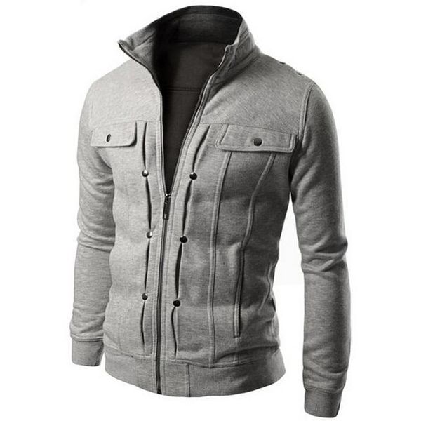 

zogaa 2019 streetwear slim fleece solid color fashion casual sweatshirt diagonal pocket men's jacket size  4xl men hoodies bbybuo lg20, White;black