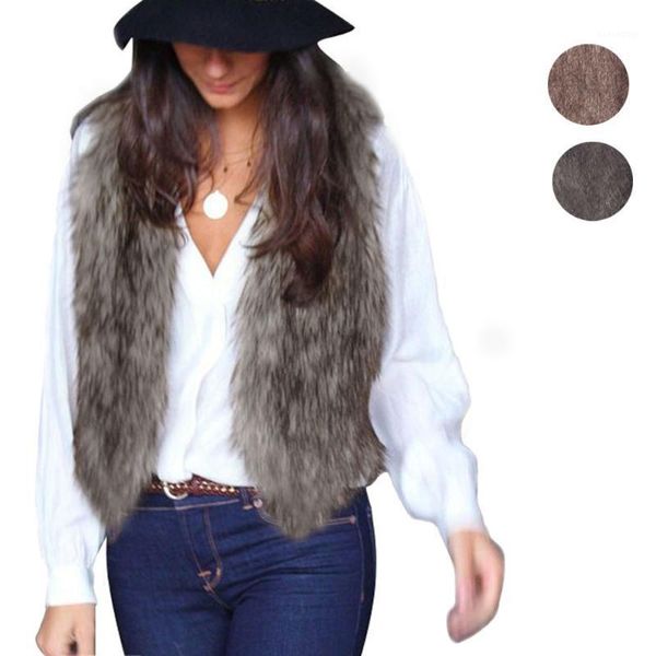 

hxroolrp autumn winter vest fashion women jacket outwear sleeveless coat outerwear long hair jackets coats female blusas 40h1, Black