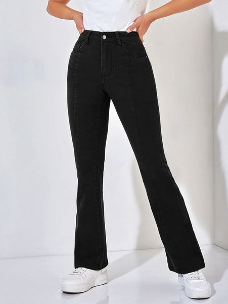 

petite high waist flare leg jeans 06xo#, Blue