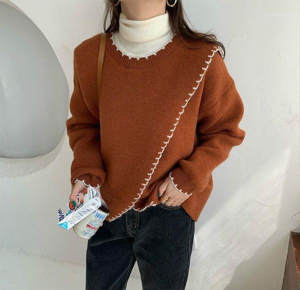 

women's sweaters elegant and chic sweater women o-neck loose slit long sleeve pullover office ladies fashion tender casual1, White;black