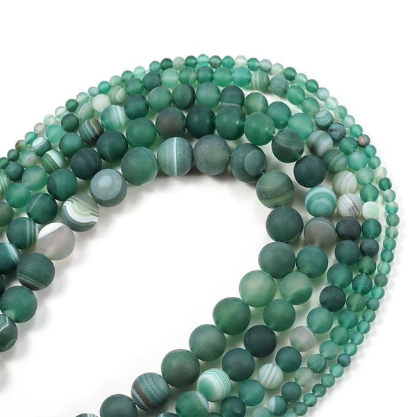 

1strand lot 4 6 8 10 12mm matte green strips agates beads stone round loose beads for diy bracelet jewelry makings supplies h qyladu, Silver
