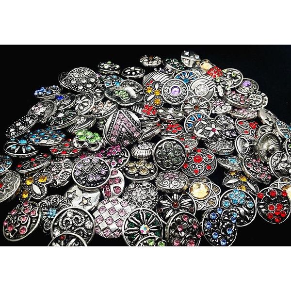 

18mm&20mm snap button 20pcs mixed style vintage rhinestone interchangeable ginger snap chunk button diy jewelry f wmtuzk footballshoe, Golden;silver